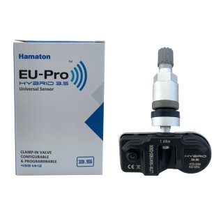Hamaton Hybrid 3.5 EU-Pro Universal Sensor, RDKS TPMS Reifendrucksensor Programmier- und Konfigurierbar mit Aluventil SILBER 433MHZ